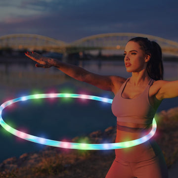 Jerify 4 Pack Led Hoop Light Up Hoop Led Glowing Lights Fitness Exercise Hoop 10 Color Changing Exercise Glowing Hoop For Dance Dark Fitness(36 Inch)
