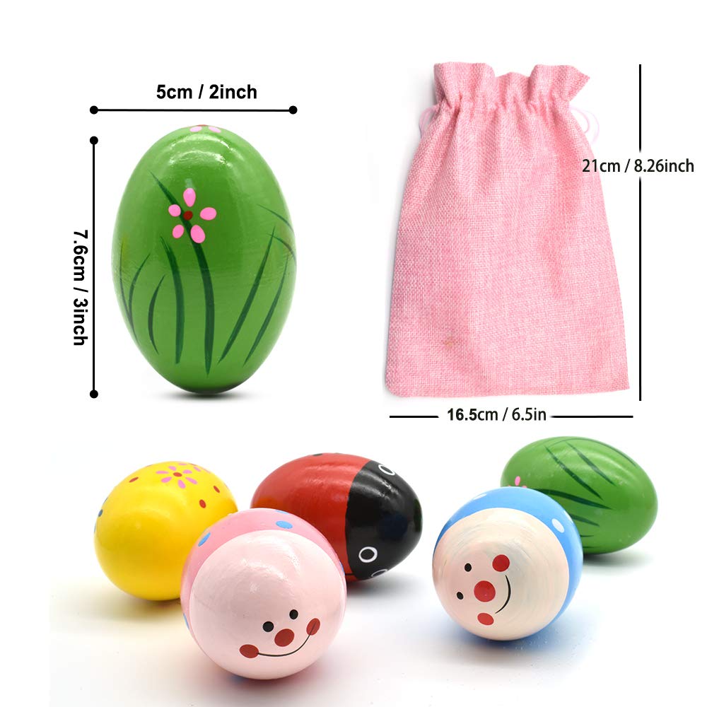 Hayder Wooden Easter Eggs Shakers Toys Maracas Kids Hand Shakers Percussion Musical For Party Favors, Classroom Prize Supplies,
