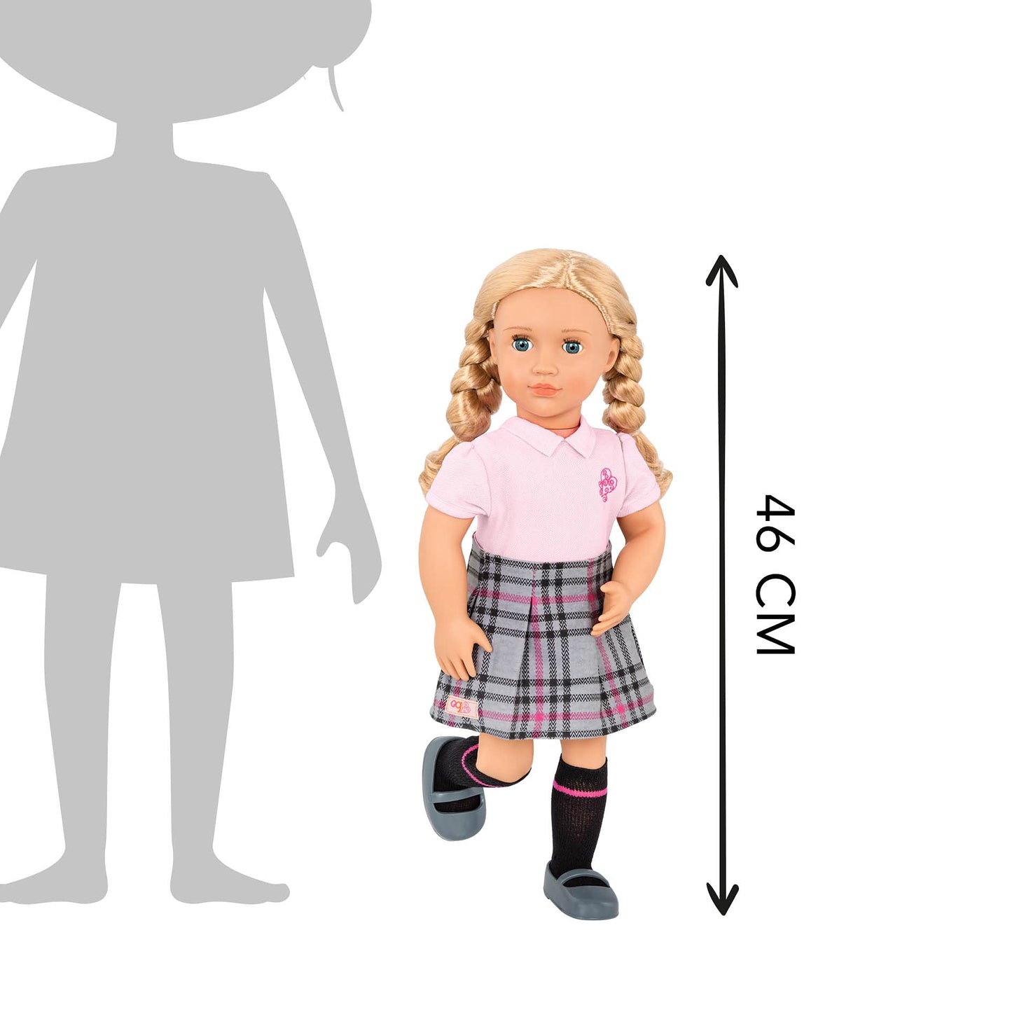 Our Generation Hally Doll – Soft 18-Inch Fashion Doll With Holiday Clothing Accessories – Unique Grey-Blue Eyes And Curly Blonde Hair