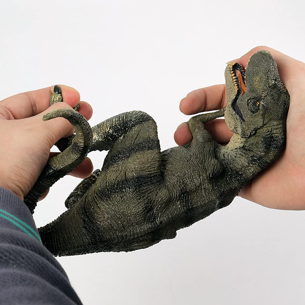 RCOMG Dinosaur Toy Tyrannosaurus Rex, 6.7 Inch Realistic Green PVC Figure for Kids, Model DinosaurGreenTrex-022