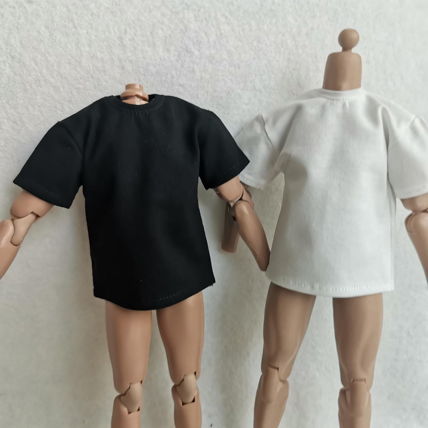 1/6 Custom Scale 2X T-Shirt Clothes for 12'' Male Action Figure Doll Clothes Toy (Black+White)