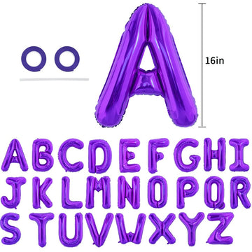 TONIFUL 52-Piece Purple Foil Letter Balloons A-Z for DIY Banners, Birthday, Graduation Party Supplies