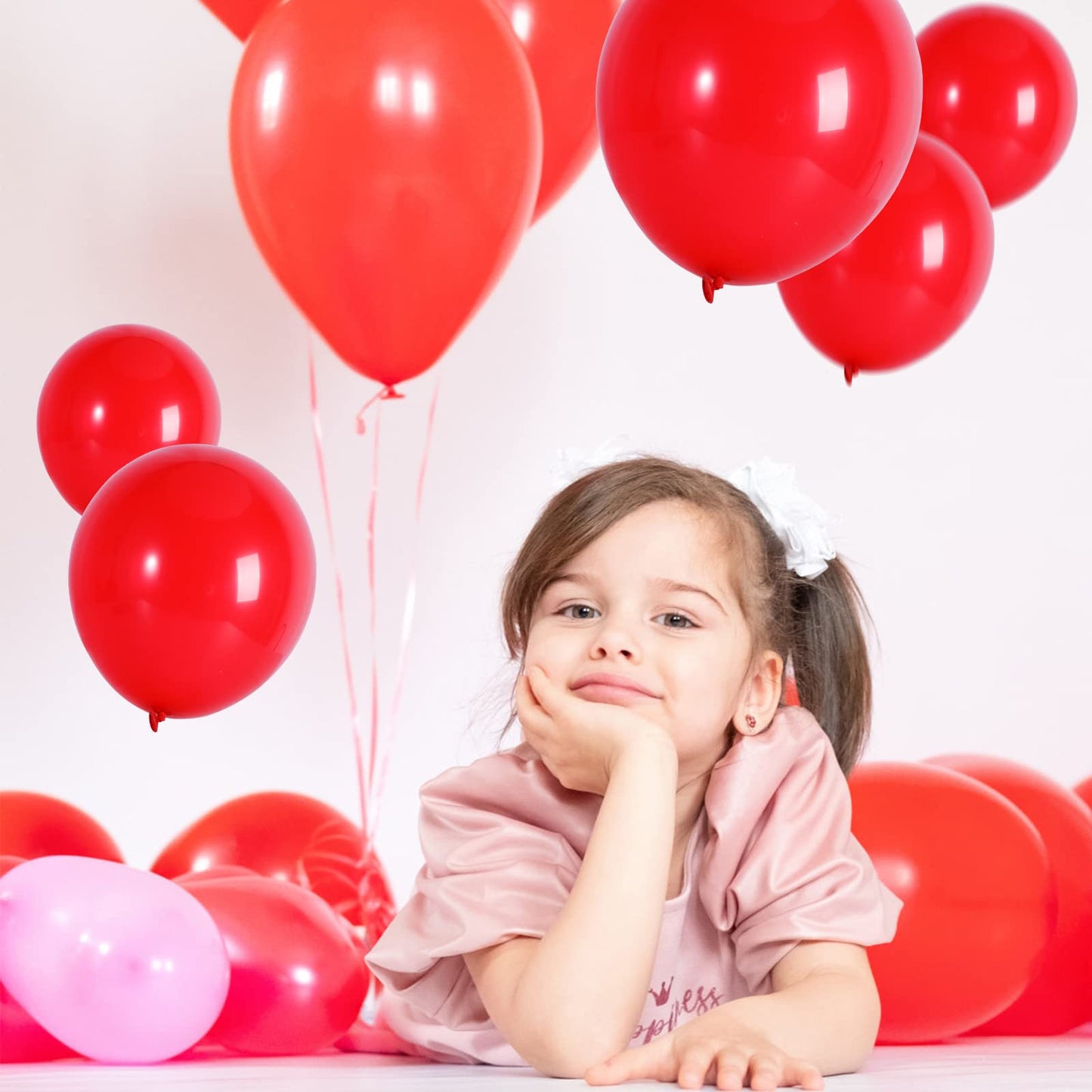 Garma Red Balloons 12 Inch, 100 Pack Latex Party Balloons For Balloons Arch As Valentine Day, Christmas, Birthday, Graduation, B