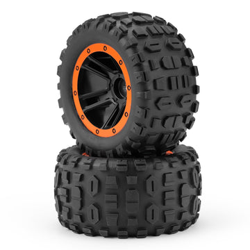 Haiboxing Rc Car Spare Parts Tires,1/16 Remote Control Trucks Replacement Wheels Complete(Front/Rear),High Grip Knobby Tread Tir