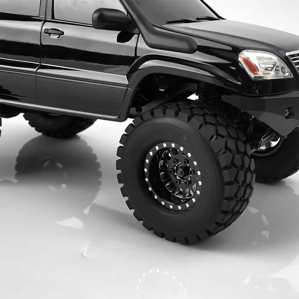 Morlordy 4Pcs 1.0 Plus Beadlock Wheel Rims For 1/24 Rc Crawlers Axial Scx24 Gladiator Deadbolt Bronco C10 Jlu Upgrade Parts (Bla
