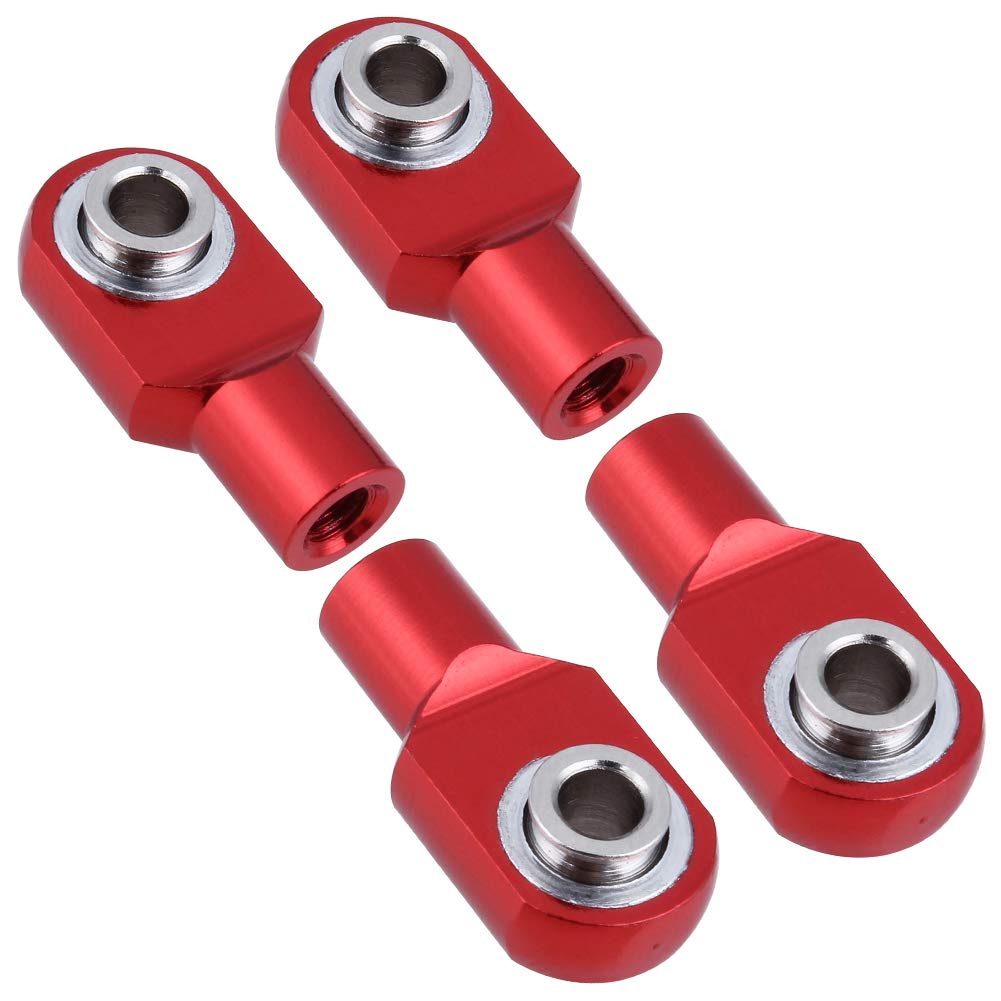 RC Short Rod Ends with Hollow Balls Aluminum Metal for Traxxas RC Cars, Replacement of 2742X (4-Pack) (Red)