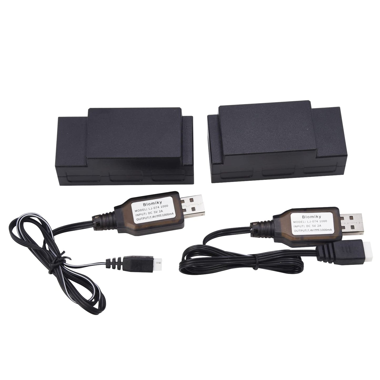 Blomiky 7.4V 2S 1050mAh 7.77Wh Lipo Rechargeable Battery and Charger Cable Replacment for MJX H16 RC Trucks / H16 2S Battery 2