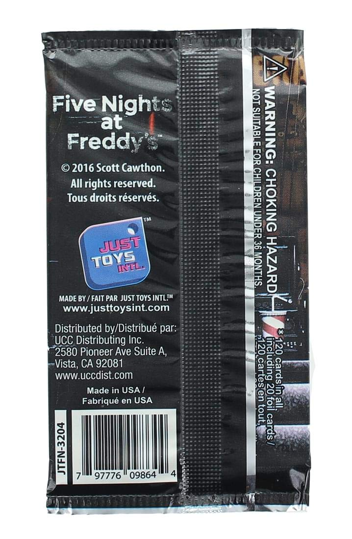 Five Nights at Freddy's Trading Card Pack - Multi-colored, Card Stock, Model ID00042, One Size