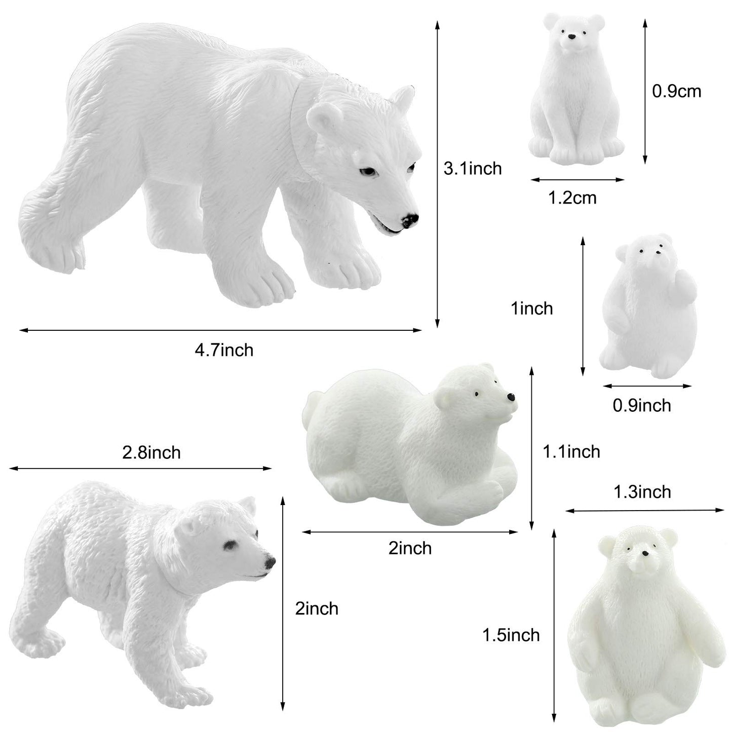 Sumind 12 Pieces Realistic Polar Animal Figurines Arctic Polar Animal Figures Set Includes 6 Bear And 6 Emperor Penguin Family Birthday Party Favor