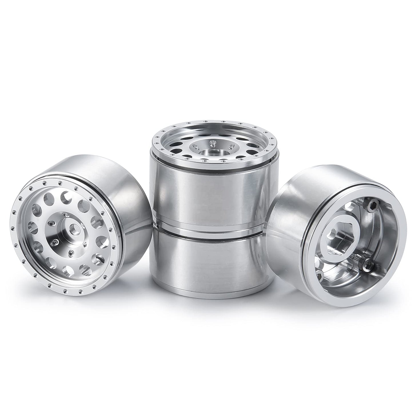 RC-Hub 4Pcs 1.0'' Micro Beadlock Wheels 1.0 Wheel Rims for 1/24 Axial SCX24 90081 AXI00001 AXI00002 RC Crawler Car Silver