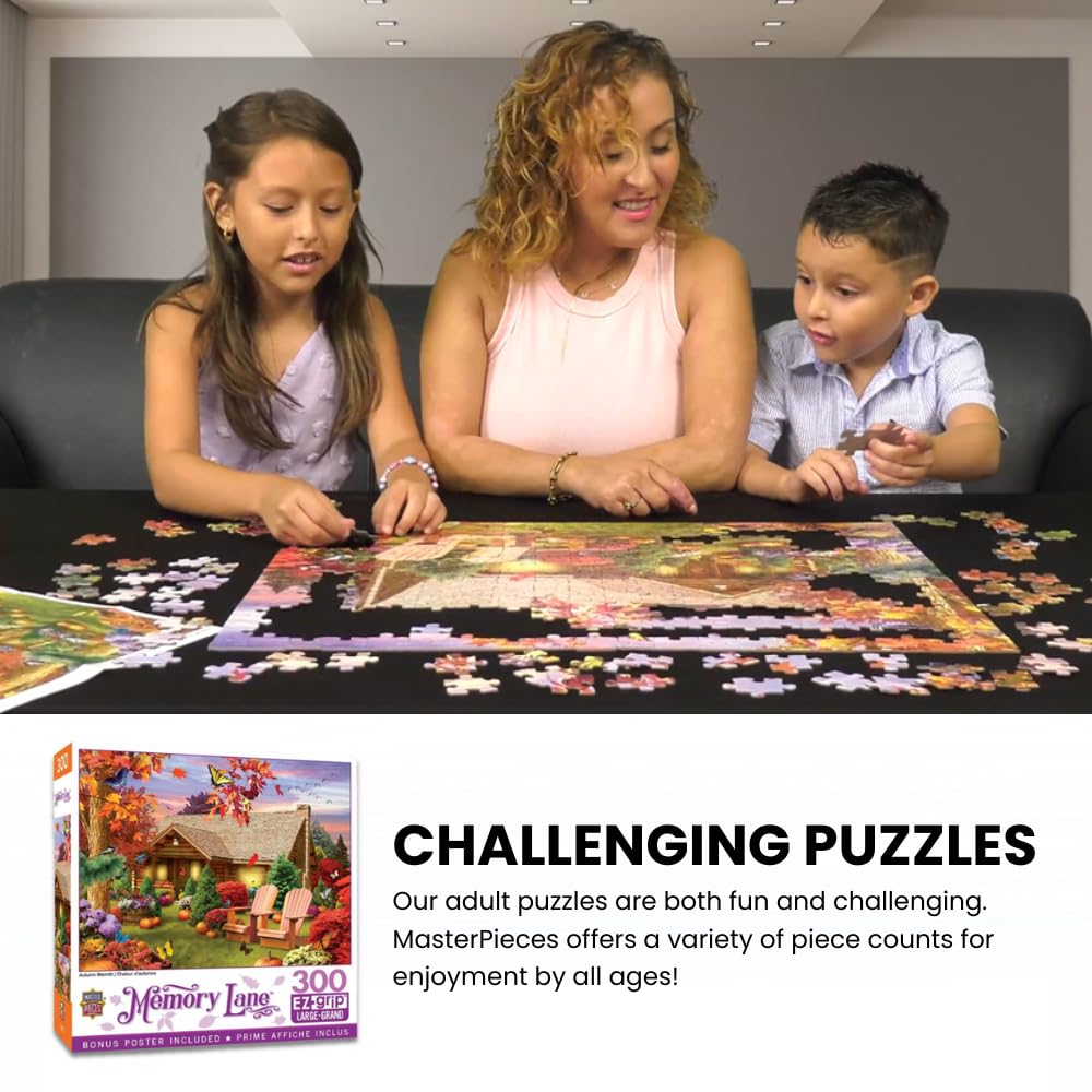 Masterpieces - 300 Piece Jigsaw Puzzle, Large Ez Grip Shapes, Harvest Breeze, Fun For Adults, Seniors, Family, Kids, Non-Glare F