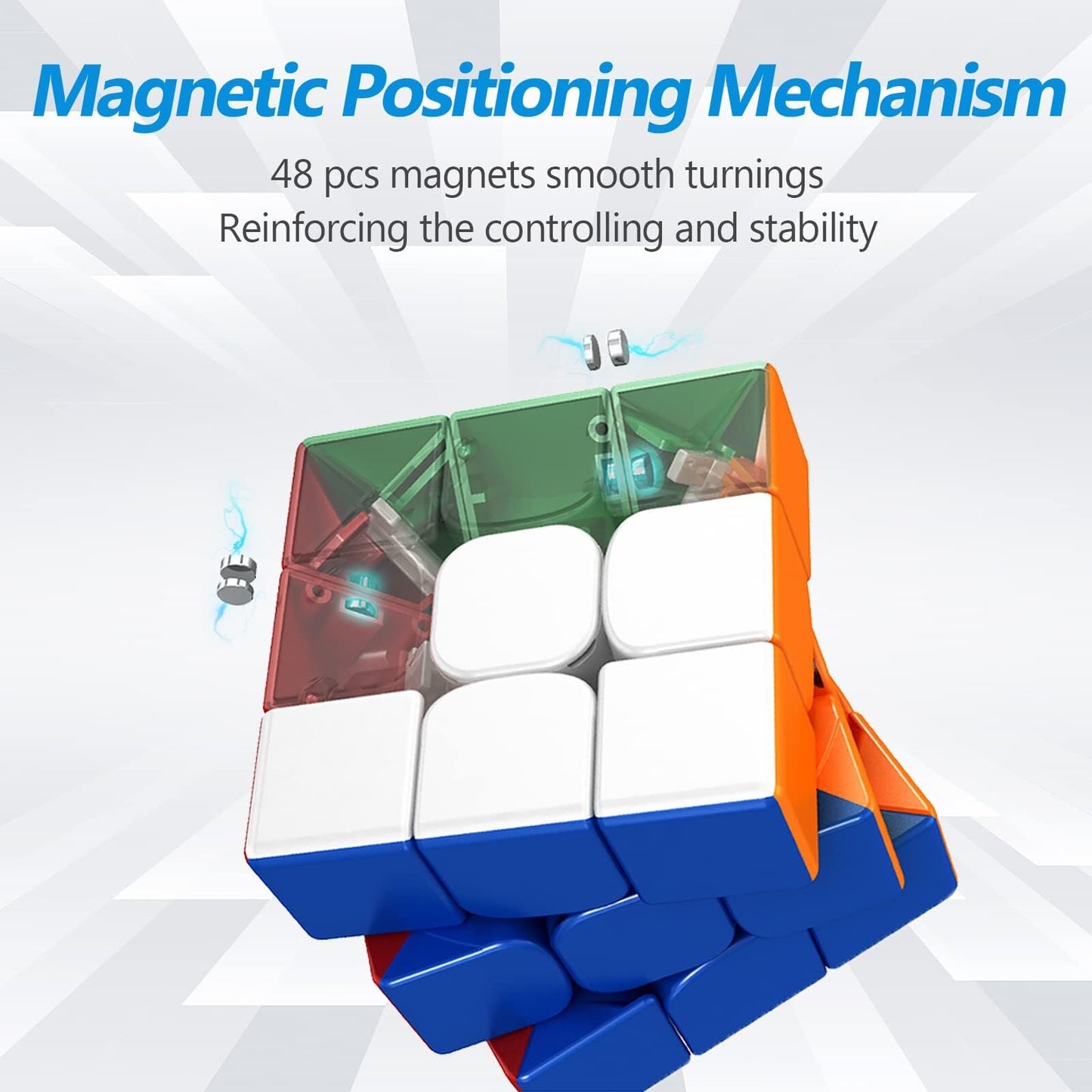 Moyu Rs3M 2021 Magnetic Speed Cube Maglev Version(Upgraded), Speed Cube 3X3 Sticker-Less Quieter Turning, Magnetic Cube Professi