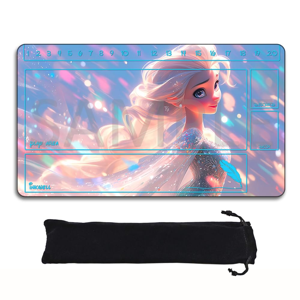 Lorcana Playmats Compatible TCG 24x14 Inches Gaming Mat, Non-Slip Rubber with Zones Play Mat and Free Storage Bag (DIS19)