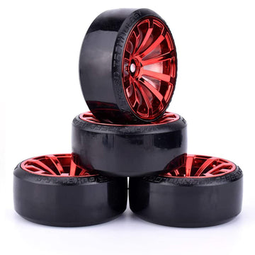 RC Plastic Wheel and Tire Set,WONFAST RC Drift Car 63mm Hard Tyres 12mm Hub Wheel for 1/10 On-Road Drifting Car Parts for HSP Ta