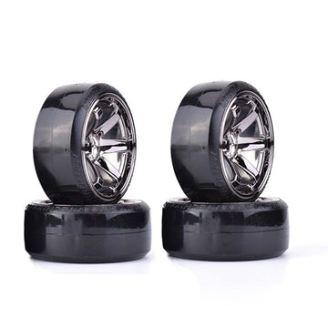 Lafeina Rc Plastic Wheel And Tire Set, 63Mm Hard Tyres For 1/10 Drift Car Hsp Tamiya Hpi Kyosho On-Road Drifting Car (Gray)