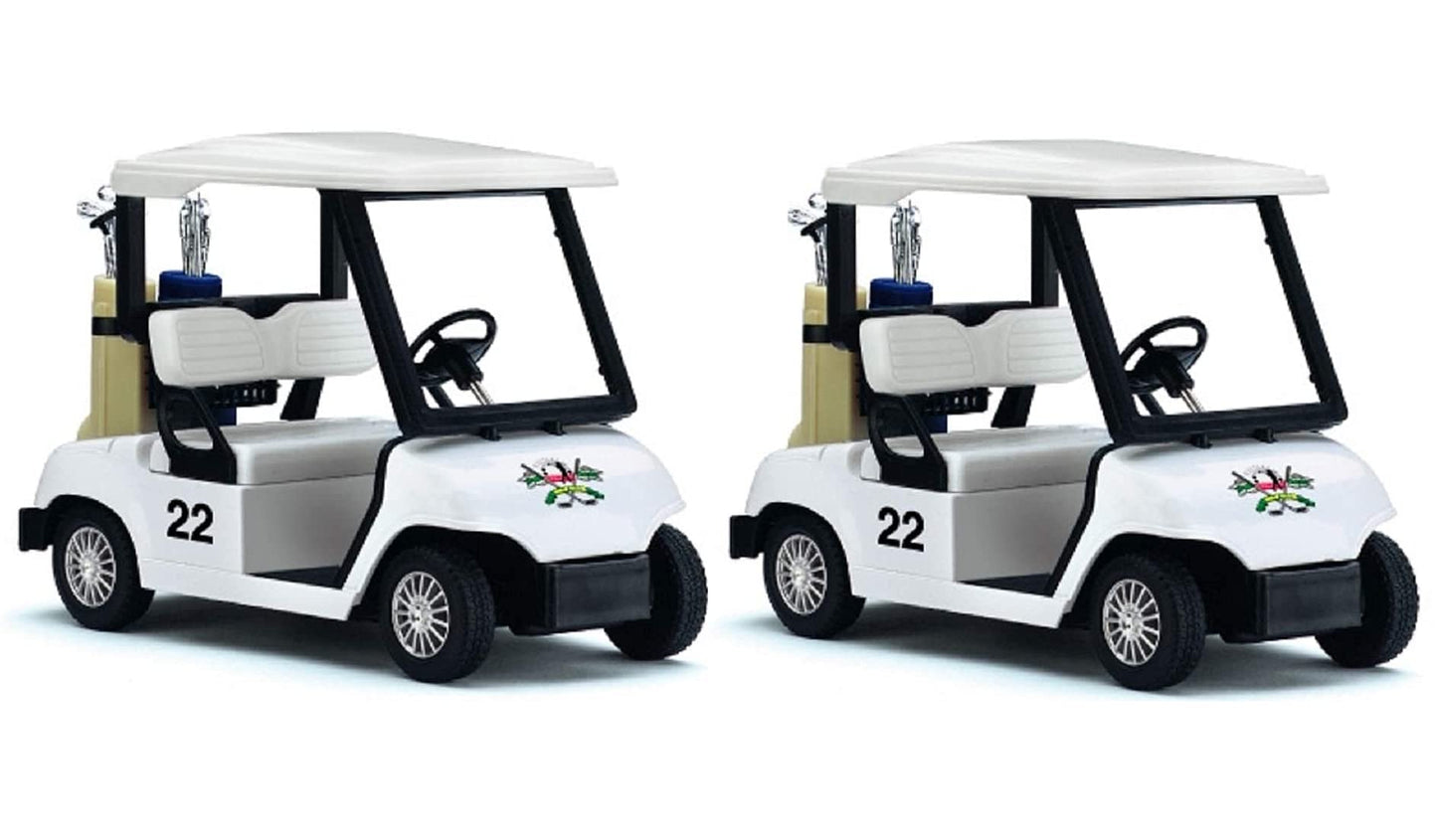 KiNSFUN Pull Back Action Golf Cart Set, 2 Count, White, Metal - Fun Toy for Kids