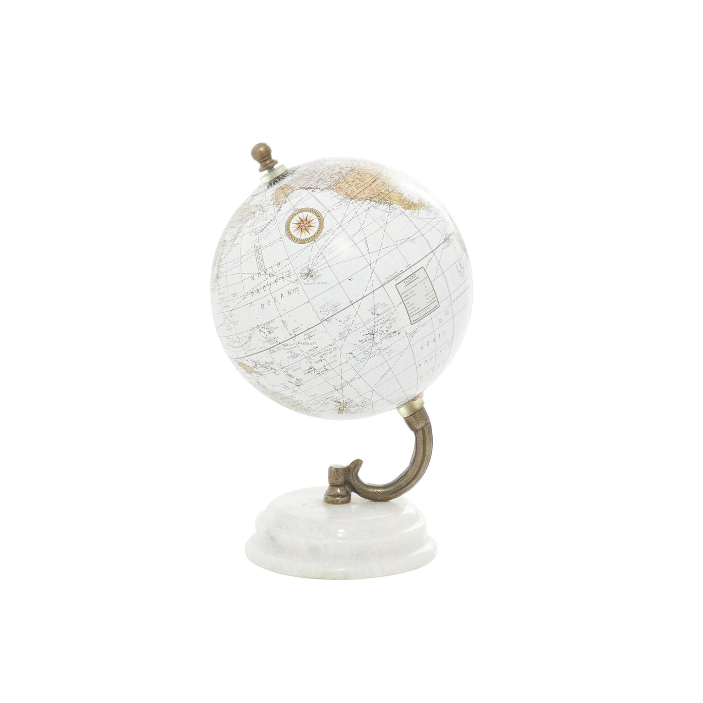 Deco 79 Marble Globe, 5' X 5' X 8', White