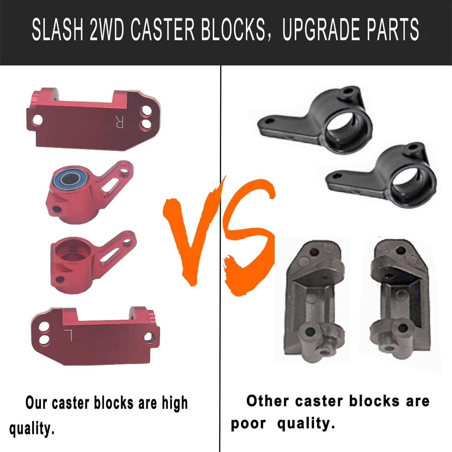 RC Alloy Caster Block&Steering Blocks&Rear Stub Axle Carriers for Traxxas 1/10 2WD Slash, Stampede, Rustler, Nitro Slash-Replace