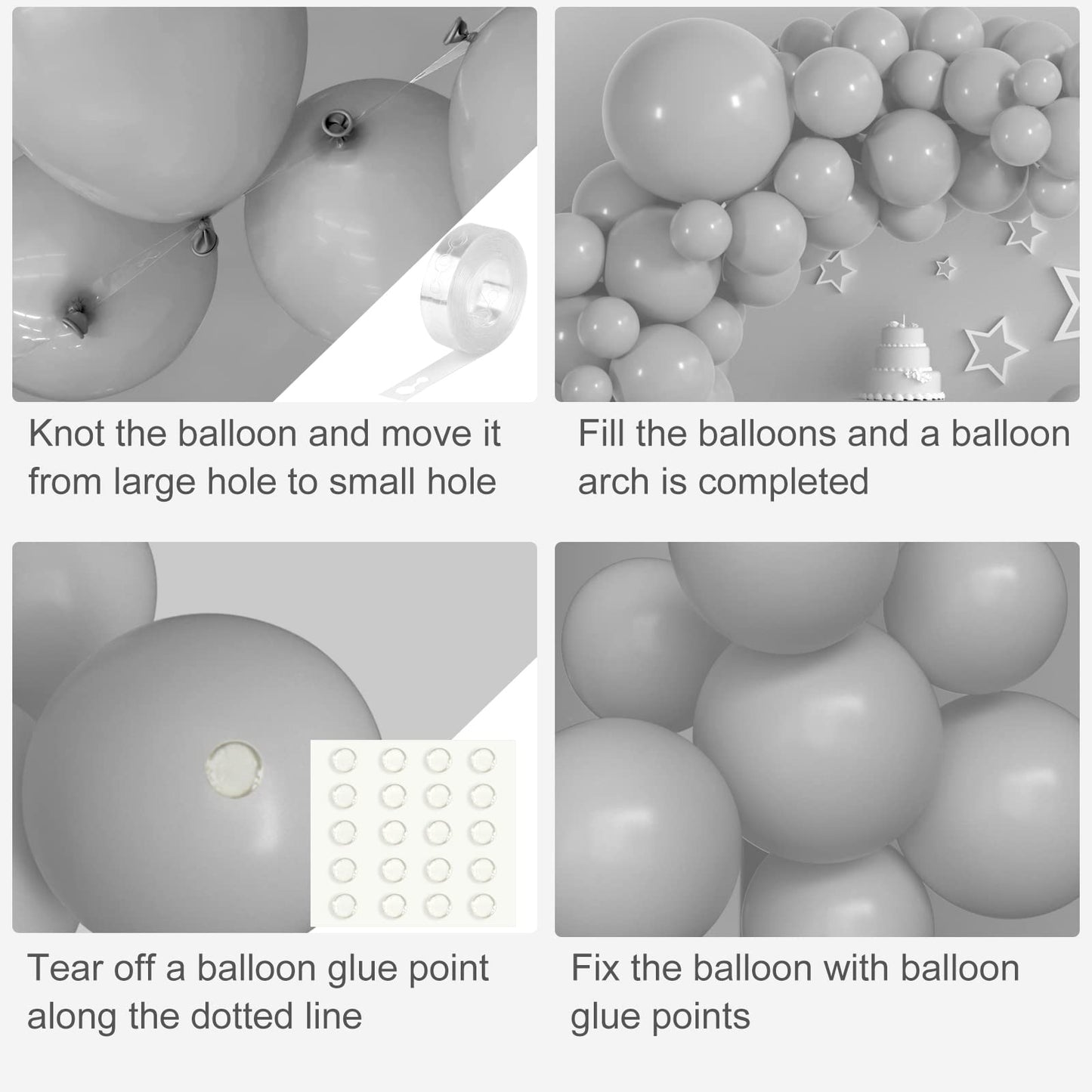 Tuparka 102 Pcs Gray Balloons Garland Arch Kit - Pastel Grey Balloons Different Sizes 5 10 12 18 Inch - Matte Gray Party Balloons With Garland Strip For Birthday, Baby Shower, Wedding Party Decor