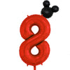 Hibilder 2Pcs Set, Red Number 8 & Mini Mouse Head Balloon, 40Inch, Aluminum, Novelty Pair, Birthday, Baby Shower, Anniversary, U