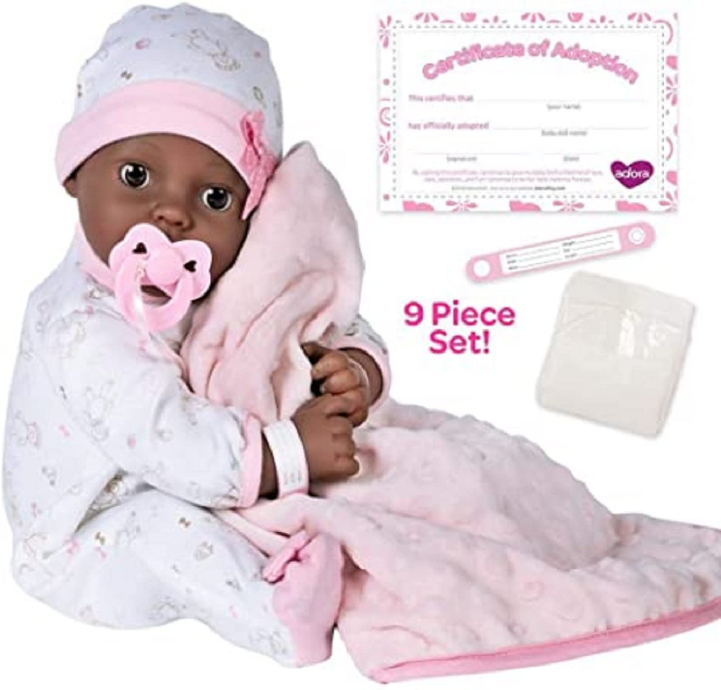 Adora Realistic Adoption Doll Joy, 16 Adorable Doll with 9-Piece Accessories includes Pacifier, Hospital Bracelet, Disposable