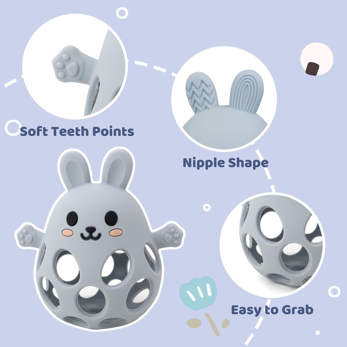 Baby High Chair Suction Toys Teething Chew - Baby Teething Toys Silicone Teethers, Table Toys, Food Grade Silicon For 6 12 18 Mo