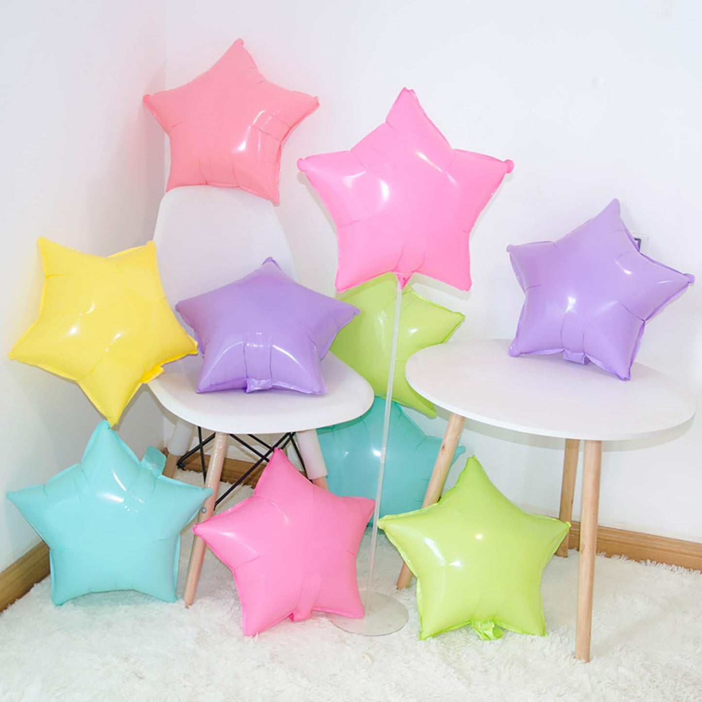 Kalor 18 Inch Pastel Pink Star Mylar Balloons, 10 Pcs Star Shape Foil Balloon Helium Balloons For Wedding, Baby Shower, Birthday Party Decorations