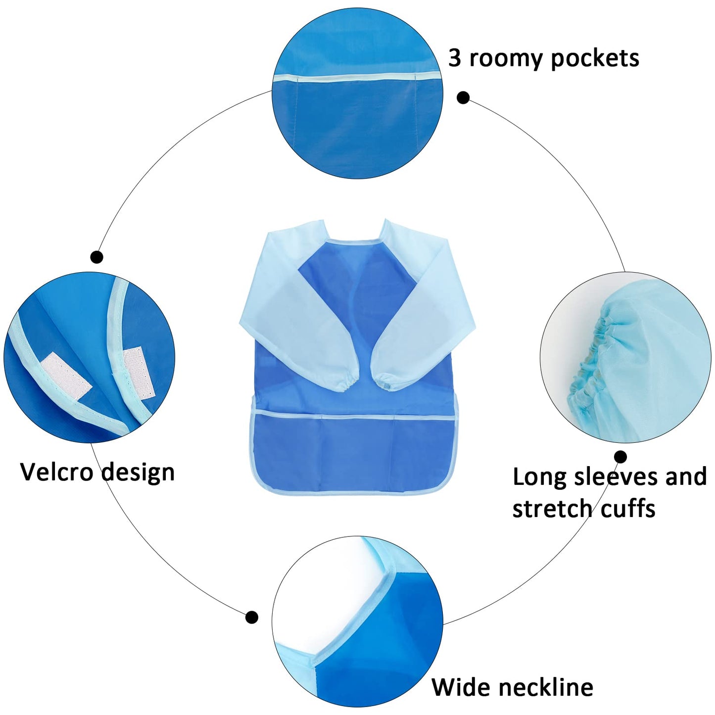 Bahaby 4 Pack Kids Art Smocks Painting Apron For Children Artist Smock With Long Sleeve And 3 Pockets For Age 3-8 Years