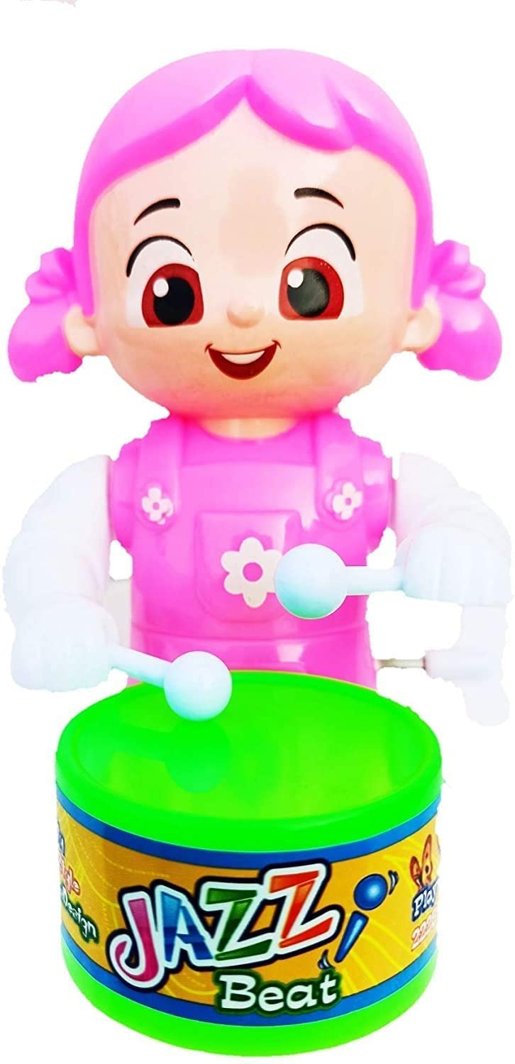 Beany Baby Girls Drummer Toys With Dancing Action For Kids Toys Key-Operated Girl Infant Toddler Baby Gift (Pink Baby-01)