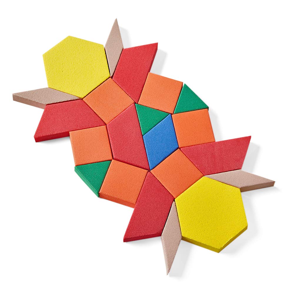 Hand2Mind Foam Pattern Blocks, Foam Shapes, Geometric Shapes For Kids, Pattern Play, Toddler Pattern Blocks, Shapes For Kindergarten, 3D Shapes Manipulatives, Sorting Math (Set Of 100)