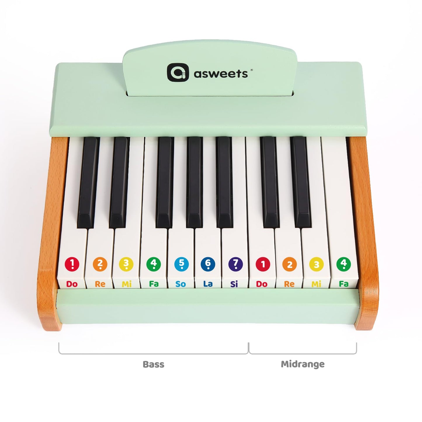 Asweets 18 Keys Piano Keyboard For Kids, Toddler Music Educational Instrument Toy, Wooden Piano For Toddlers Girls & Boys (Green