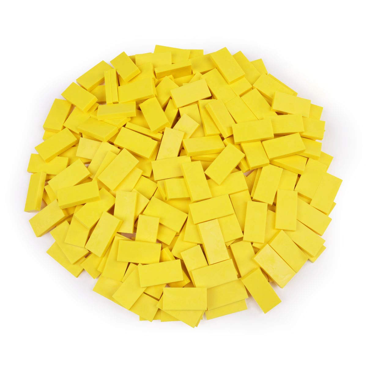 Bulk Dominoes Plastic Bulk 100pcs - Building and Stacking and Chain Reaction Toppling STEAM Toy Blocks for Kids (Yellow)