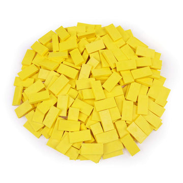 Bulk Dominoes Plastic Bulk 100pcs - Building and Stacking and Chain Reaction Toppling STEAM Toy Blocks for Kids (Yellow)