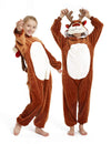 Casabaco Kid Reindeer Onesie Pajamas Deer Halloween Costume Boy Girl Animal Onepiece (Brown, 8-9Years)