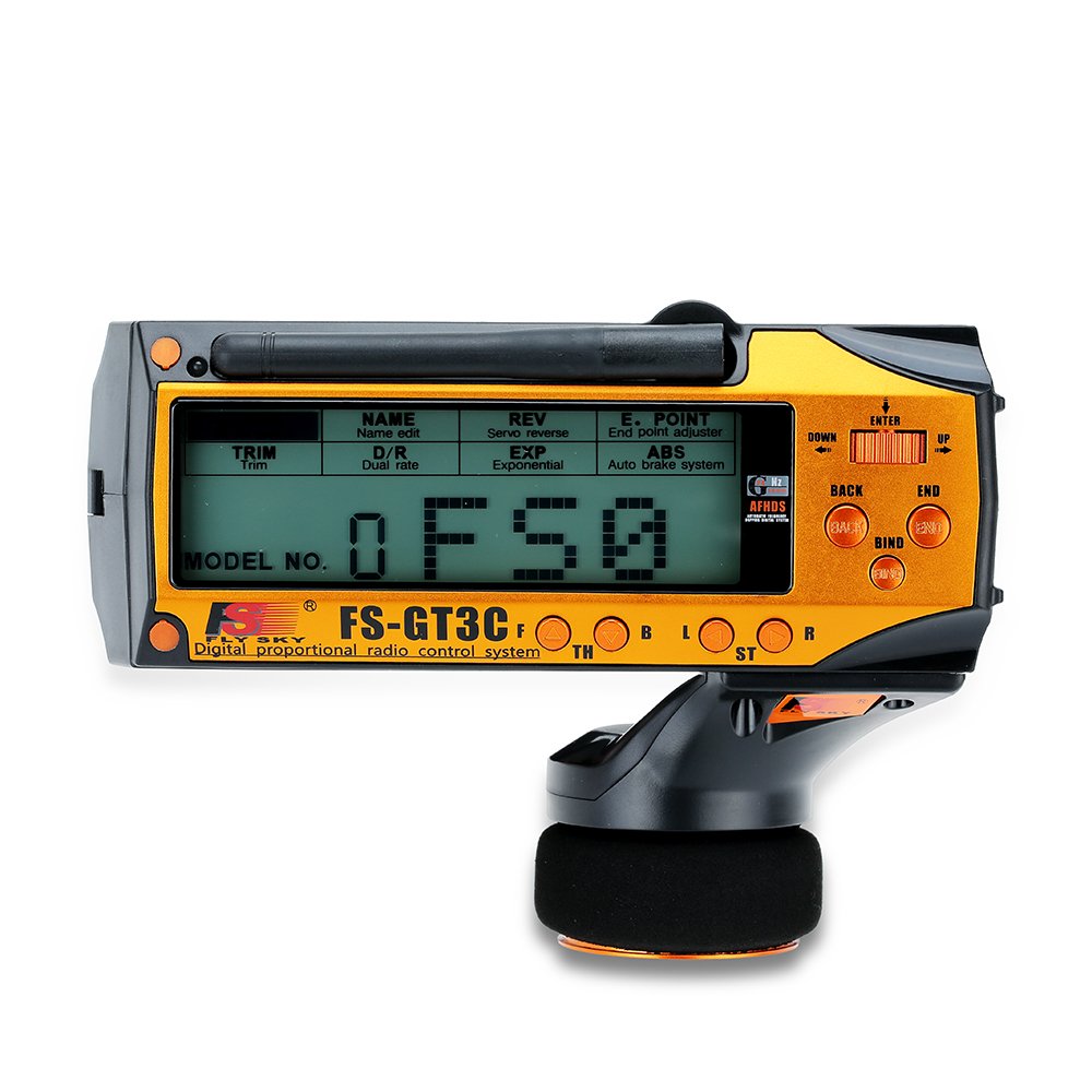 GoolRC Flysky FS-GT3C RC Transmitter 2.4Ghz 3CH LCD Remote Controller with FS-GR3E Receiver for RC Car Boat (Yellow)