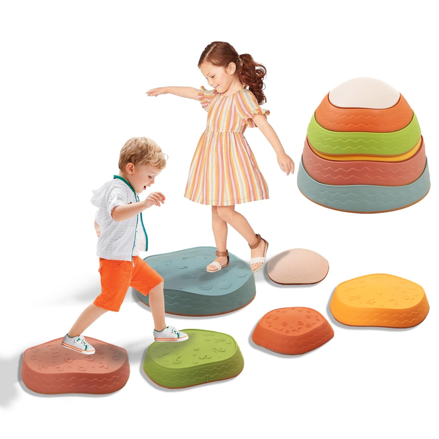 Fanboxk Stepping Stones For Kids,Non-Slip Toddlers Stepping Stones For Promoting Children'S Balance Coordination Skills,Obstacle