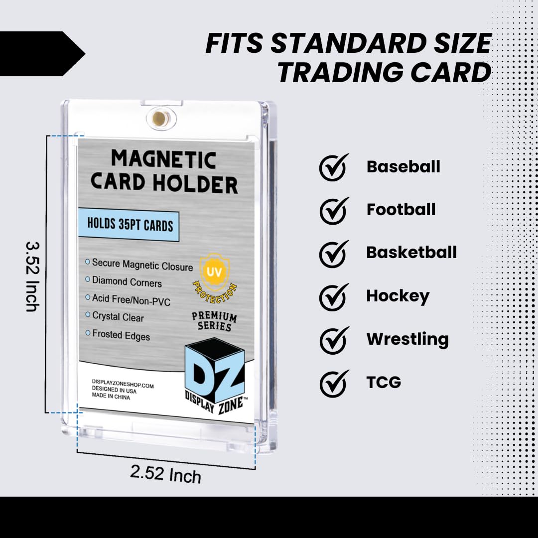 (Box 25) Display Zone 35Pt Magnetic Card Holder - Premium Protection For Your Trading Cards - One Touch Case Holds Sports, Gamin