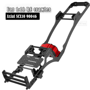Rcmyou Rc Carbon Fiber Frame Chassis W/Gearboxes Upgrades Part For 1/10 Axial Scx10 Scx10 Ii 90046 90047 Rc Crawler Car,Red