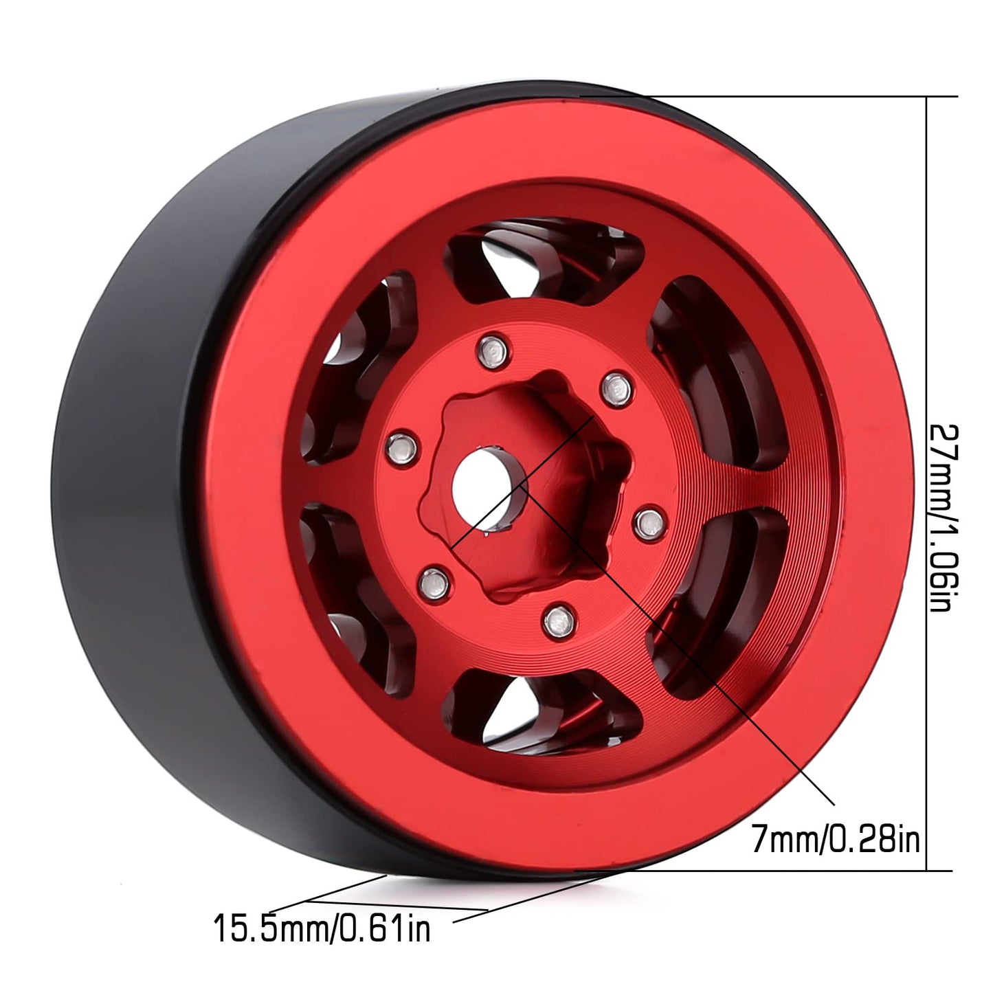 INJORA 1.0 Wheel Rims RC Metal Beadlock Wheels Rims for AX24 1/18 TRX4M All 1/24 Scale Axial SCX24 Deadbolt RC Crawler Car Upgra