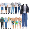 E-Ting 10-Item Fantastic Pack = 5 Sets Fashion Casual Wear Clothes Outfit With 5 Pair Shoes For Boy Doll Random Style (Leather Jacket + Casual Wear Clothes + Swimwear)