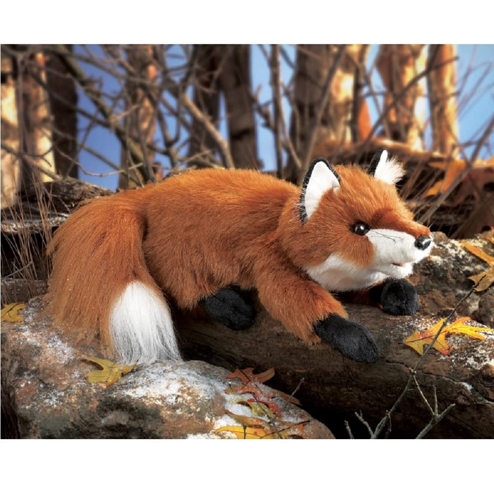 Folkmanis Small Red Fox Hand Puppet, Red, White, Black