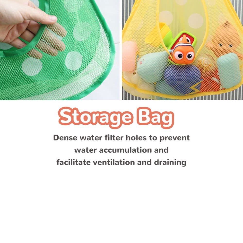 Gofidin Baby Bath Toys Mesh Bag Kids Bathroom Toy Storage Bag Duck Frog Suction Cups Toys Organizer For Kids