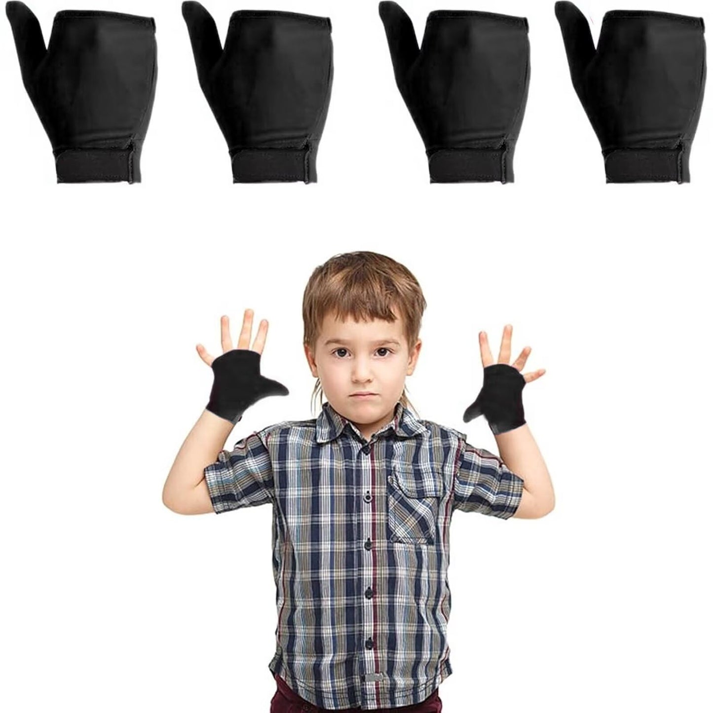 4Pcs Thumb Sucking Guard Gloves Kids Anti Thumb Sucking Glove Chewy Compression Thumb Sucking Stop Nail Biting Finger Biting Glo