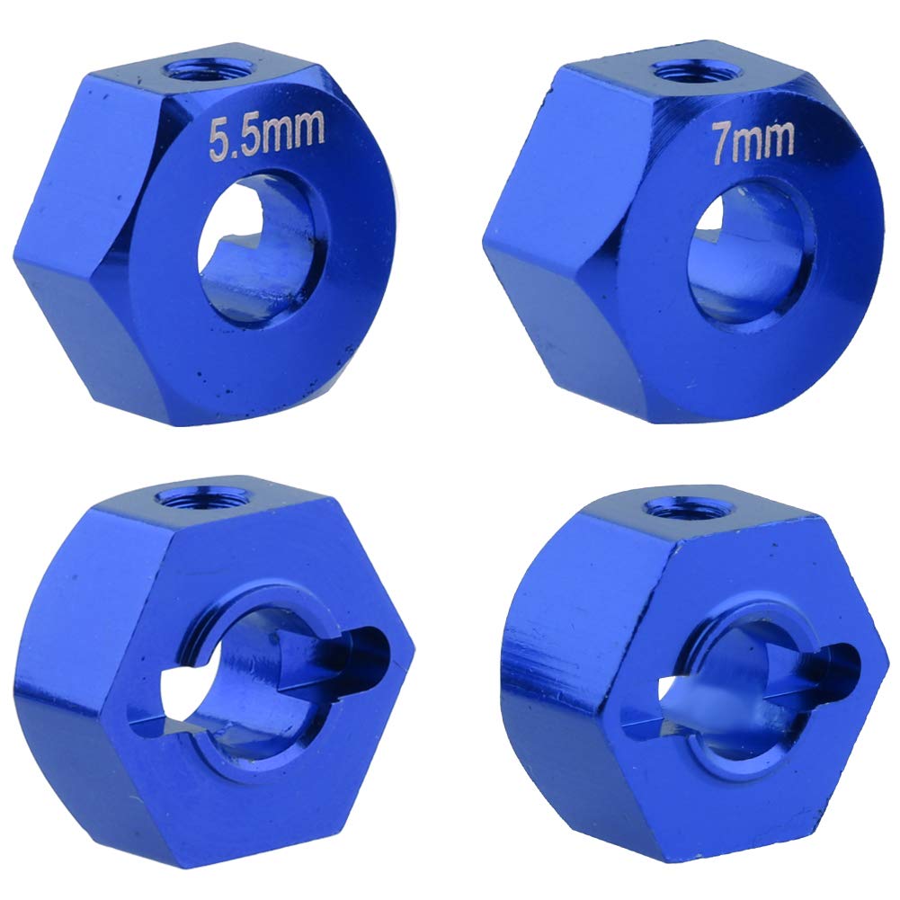 Hobbypark Aluminum 12mm Hex Wheel Hubs for Traxxas 1/10 2WD Slash, Rustler, Stampede,Hop-ups Replacement of Part 1654 3654 (4pcs