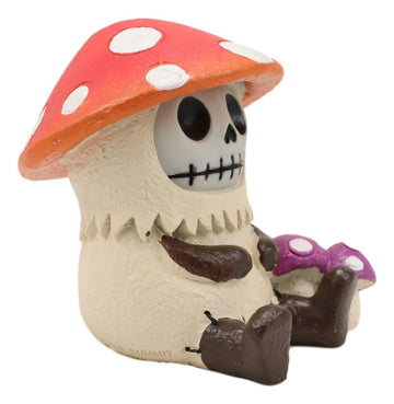 Ebros Gift 2.75' Tall Furrybones Kinoko The Fungi Toadstool Mushroom Collectible Figurine Skeleton Monster Mushrooms Hooded Costume Furry Bones Skeletons Statue