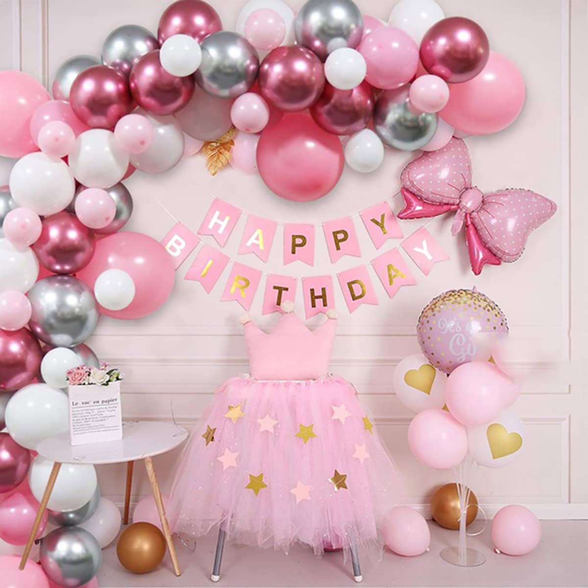 Kalor 12 Inch Metallic Rose Gold Balloons, 50 Pcs Latex Helium Metallic Balloons For Kid'S Birthday Party, Baby Shower, Wedding, Graduate Party Decorations