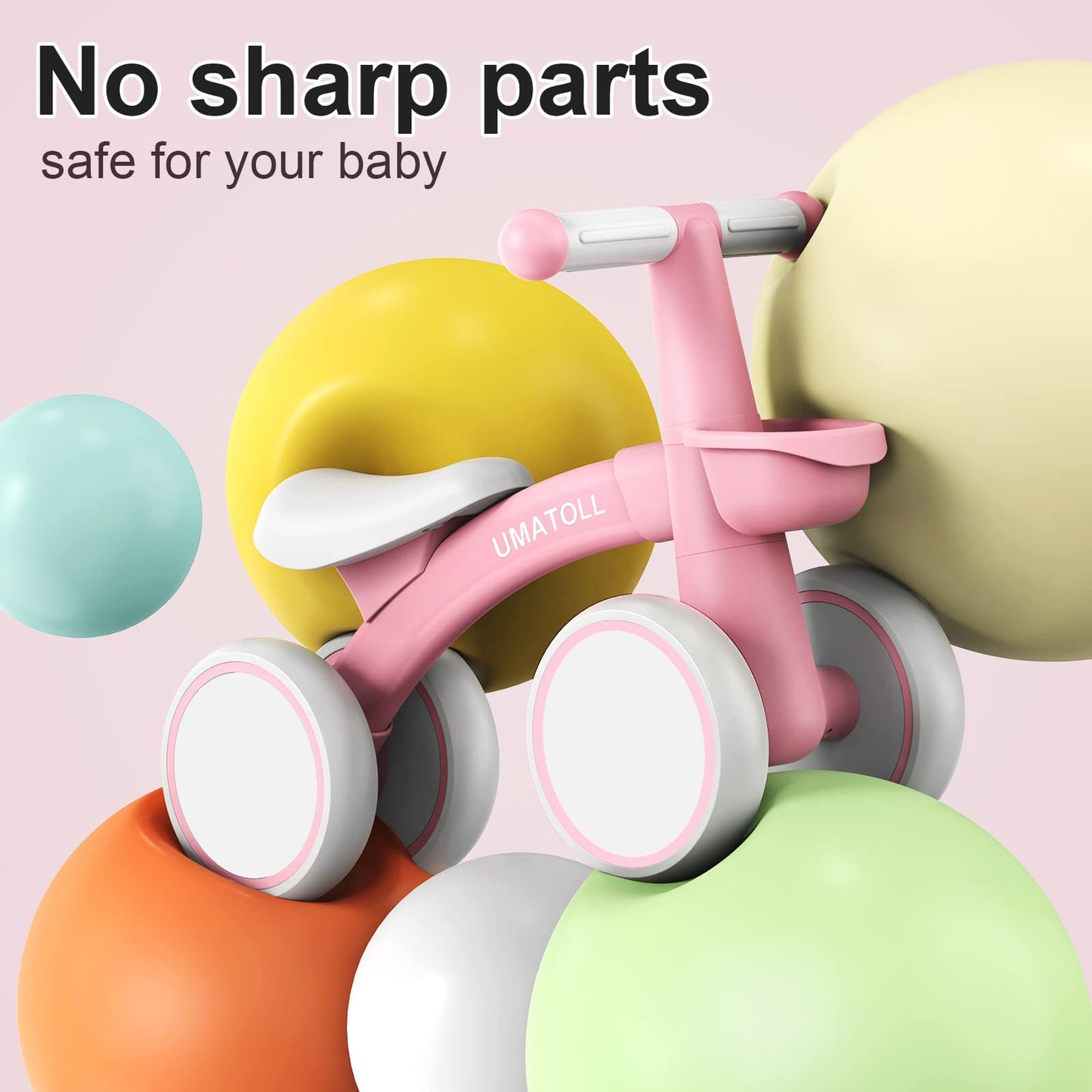 Umatoll Baby Balance Bike for 1 Year Old Boys Girls, 12-24 Months Toddler Balance Bike with Removable Basket, Adjustable Seat, 4