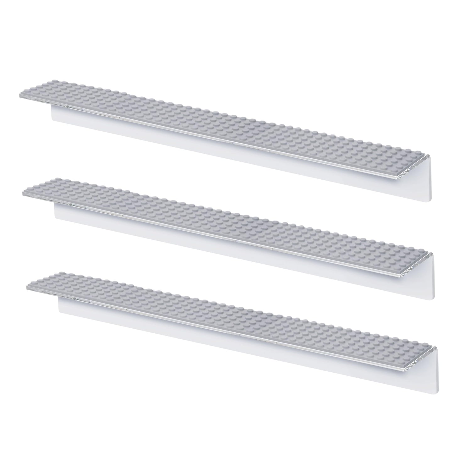 Play Platoon Building Brick Display Shelves 3 Pack Minifigure Display Case Shelf - 15x2 Inch Acrylic Wall Mount Shelf for Wall,
