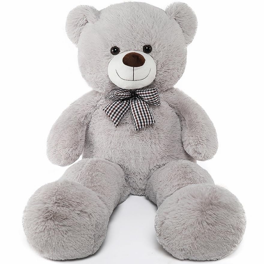 Morismos Giant Teddy Bear Stuffed Animals, Big Teddy Bear Gray Large Bear Plush Gifts For Girlfriend Kids Christmas Valentine'S