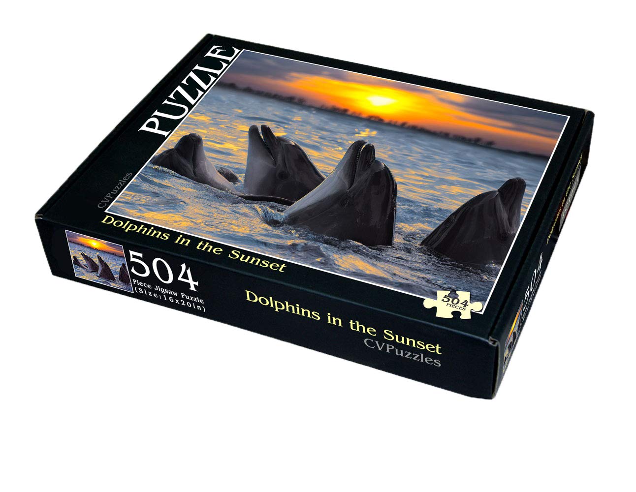 Dolphins In The Sunset 504 Piece Jigsaw Puzzle 16' X 20'